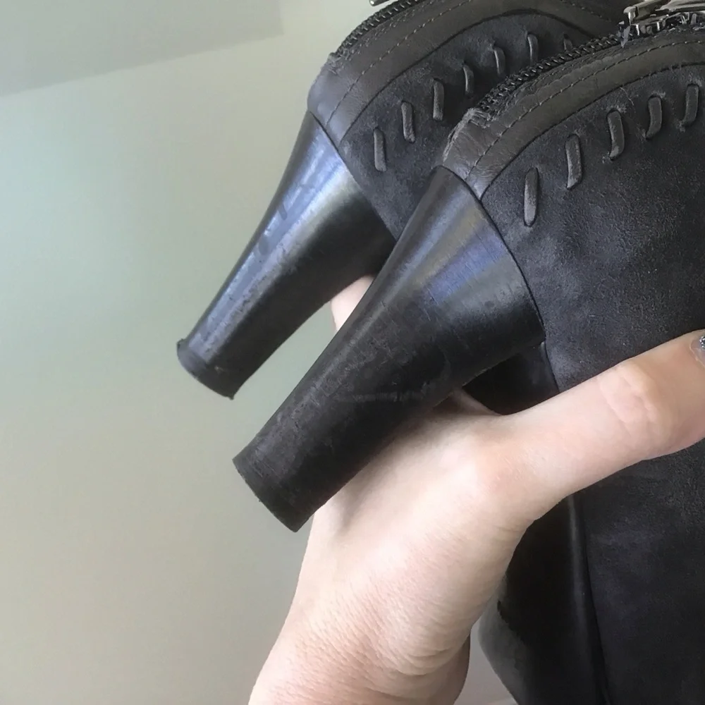 Aquatalia Marvin K Riley Platform Weatherproof Grey Suede Ankle Bootie 6.5 Boots